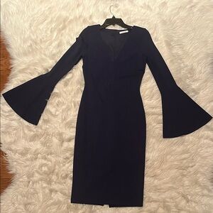 Just Me Deep Blue Long Sleeve Dress